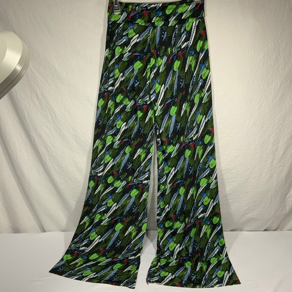 Yelete Wide Leg Colorful Green Pants - Medium - Picture 1 of 8
